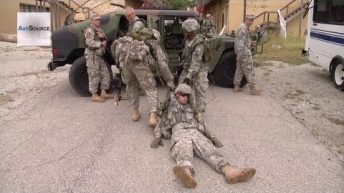 Simulated Fire Fight – National Guard, Muscatack Urban Training Complex