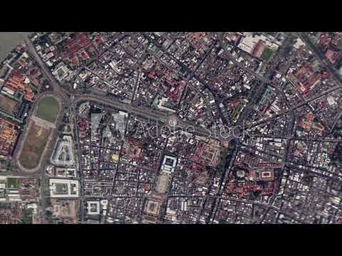 Zoom in from space and focus on Bangkok, Thailand. 3D Animation.