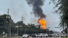 Massive pipeline fire burning near Houston began after a vehicle struck a valve, officials say