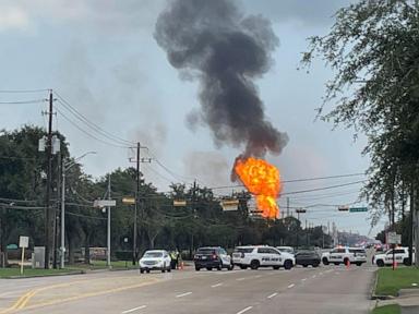 Massive pipeline fire burning near Houston began after a vehicle struck a valve, officials say